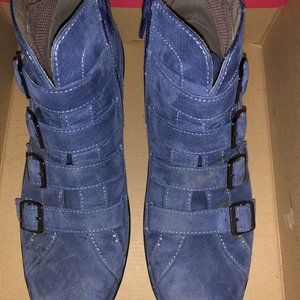 Bionica Blue Suede Ankle Booties
